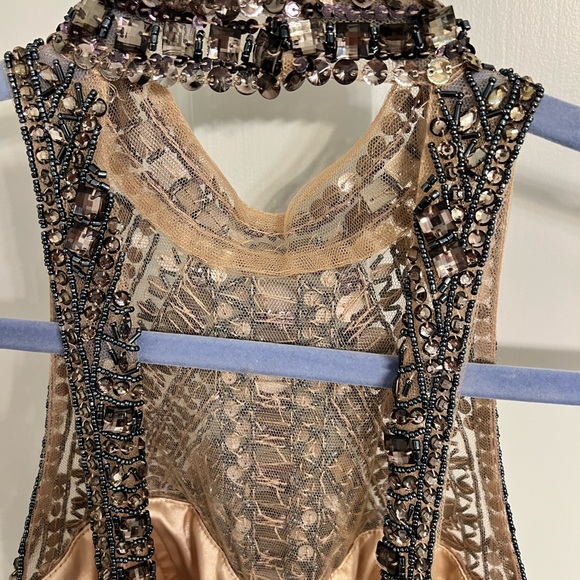 High Neck Beaded Cocktail Dress - Picture 9 of 10